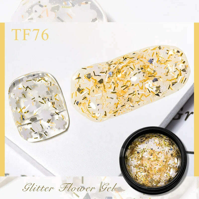 MEET ACROSS 5ml Pink Dried Flower Gel Nail Polish Natural Flower Fairy Nail Art Gel Soak Off UV LED Painting Varnishes For Nails - KIMLUD