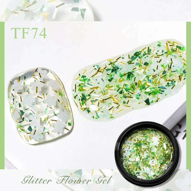 MEET ACROSS 5ml Pink Dried Flower Gel Nail Polish Natural Flower Fairy Nail Art Gel Soak Off UV LED Painting Varnishes For Nails - KIMLUD