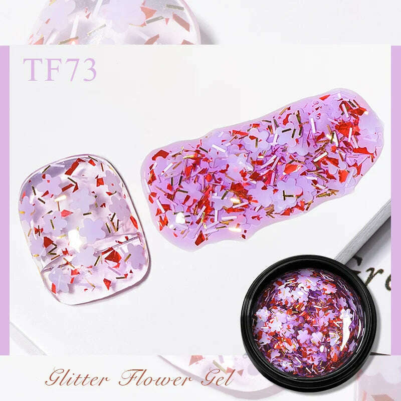 MEET ACROSS 5ml Pink Dried Flower Gel Nail Polish Natural Flower Fairy Nail Art Gel Soak Off UV LED Painting Varnishes For Nails - KIMLUD