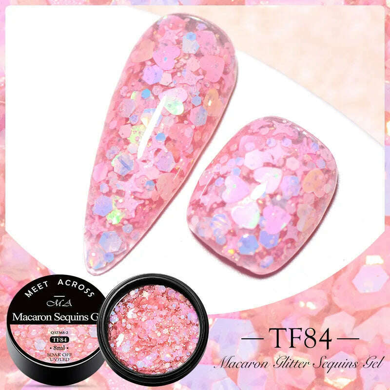 MEET ACROSS 5ml Pink Dried Flower Gel Nail Polish Natural Flower Fairy Nail Art Gel Soak Off UV LED Painting Varnishes For Nails - KIMLUD