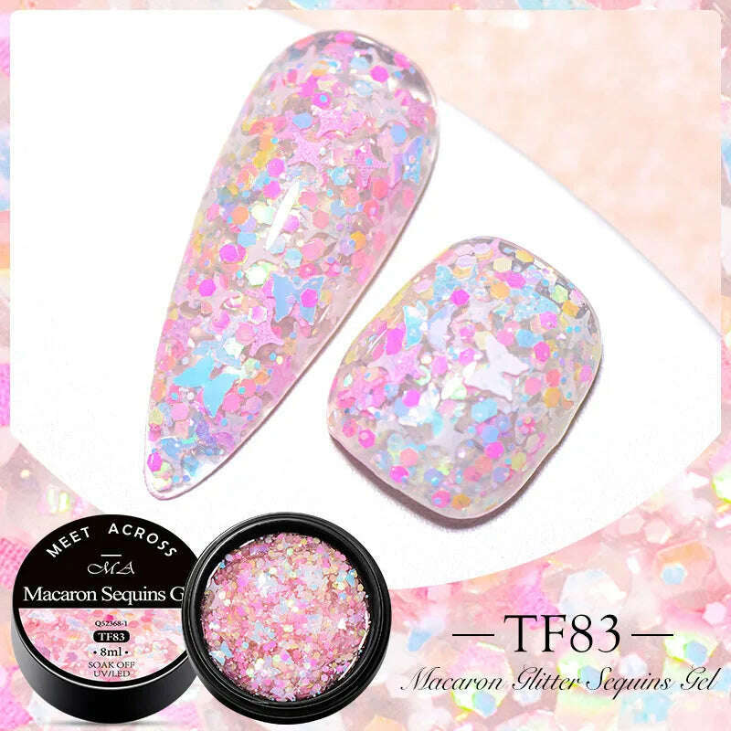 MEET ACROSS 5ml Pink Dried Flower Gel Nail Polish Natural Flower Fairy Nail Art Gel Soak Off UV LED Painting Varnishes For Nails - KIMLUD