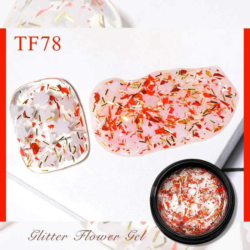 MEET ACROSS 5ml Pink Dried Flower Gel Nail Polish Natural Flower Fairy Nail Art Gel Soak Off UV LED Painting Varnishes For Nails - KIMLUD