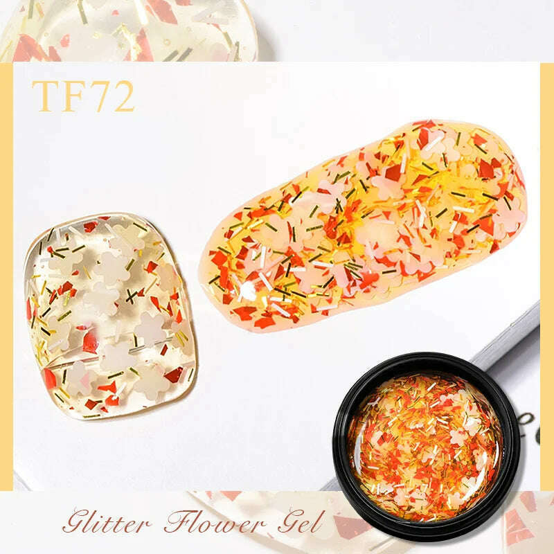 MEET ACROSS 5ml Pink Dried Flower Gel Nail Polish Natural Flower Fairy Nail Art Gel Soak Off UV LED Painting Varnishes For Nails - KIMLUD