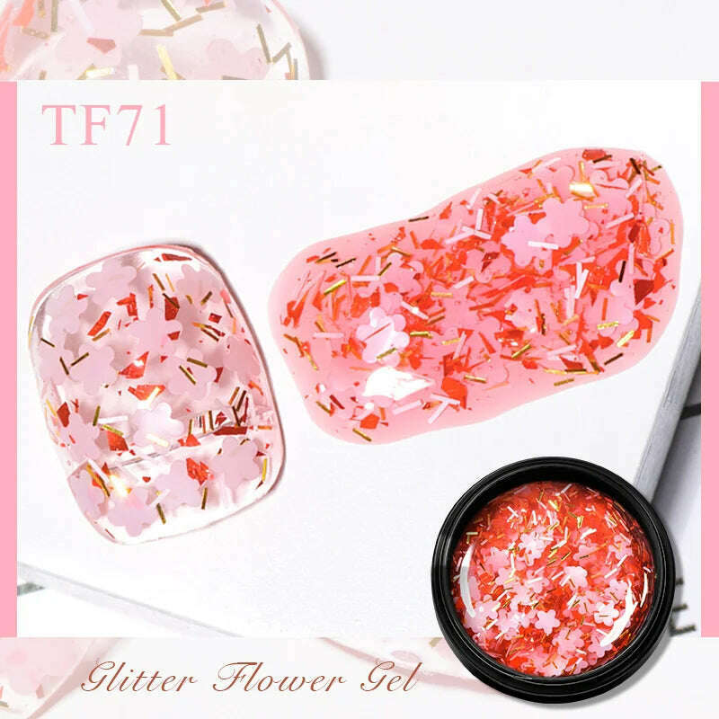 MEET ACROSS 5ml Pink Dried Flower Gel Nail Polish Natural Flower Fairy Nail Art Gel Soak Off UV LED Painting Varnishes For Nails - KIMLUD