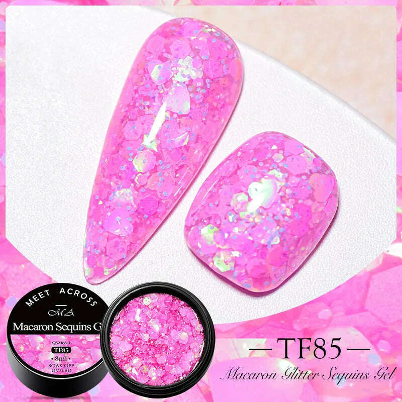 MEET ACROSS 5ml Pink Dried Flower Gel Nail Polish Natural Flower Fairy Nail Art Gel Soak Off UV LED Painting Varnishes For Nails - KIMLUD