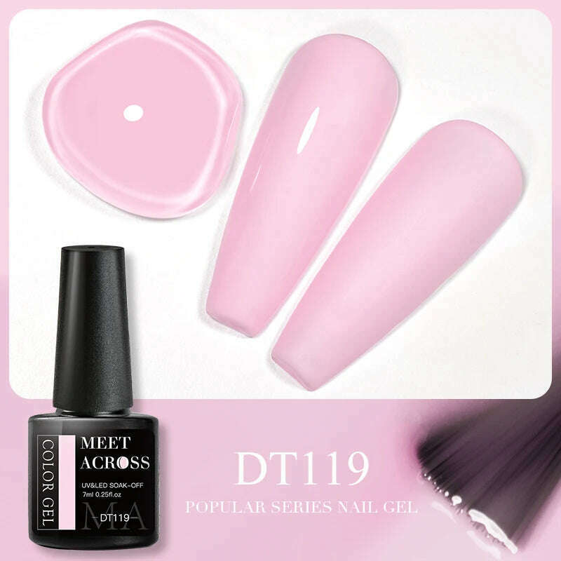 MEET ACROSS 5ml Pink Dried Flower Gel Nail Polish Natural Flower Fairy Nail Art Gel Soak Off UV LED Painting Varnishes For Nails - KIMLUD