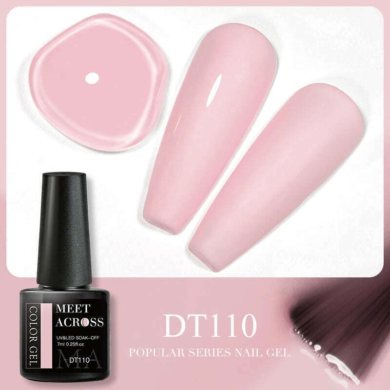MEET ACROSS 5ml Pink Dried Flower Gel Nail Polish Natural Flower Fairy Nail Art Gel Soak Off UV LED Painting Varnishes For Nails - KIMLUD
