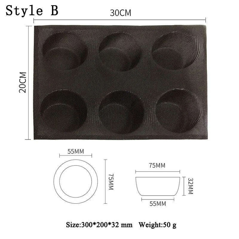KIMLUD, Meibum Baguette Bun Mould Round Hamburger Silicone Molds Bread Baking Liners Mat Loaf Pan Non-stick Perforated Soft Bakery Mold, Style B, KIMLUD APPAREL - Womens Clothes