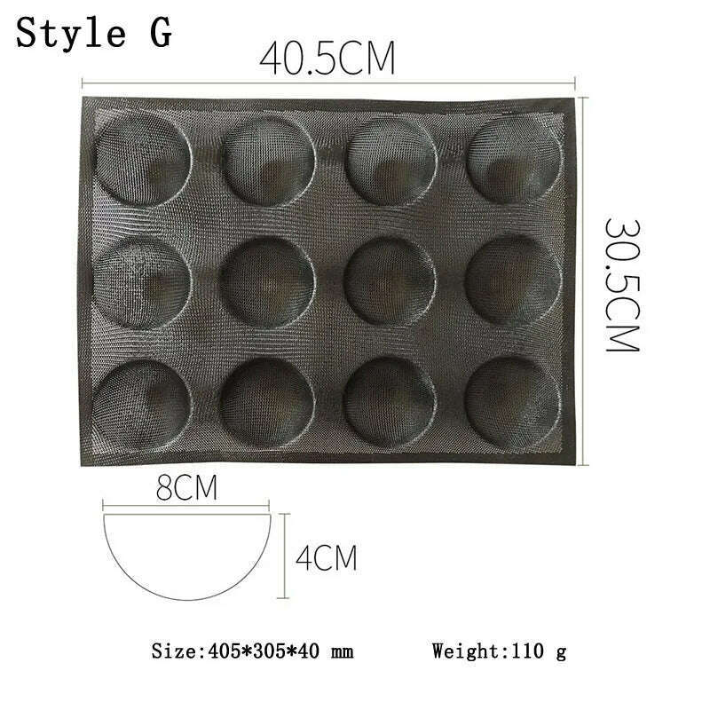 KIMLUD, Meibum Baguette Bun Mould Round Hamburger Silicone Molds Bread Baking Liners Mat Loaf Pan Non-stick Perforated Soft Bakery Mold, Style G, KIMLUD APPAREL - Womens Clothes