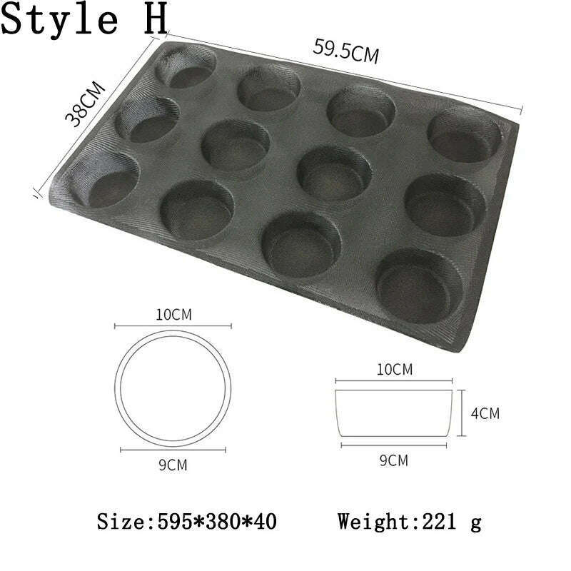 KIMLUD, Meibum Baguette Bun Mould Round Hamburger Silicone Molds Bread Baking Liners Mat Loaf Pan Non-stick Perforated Soft Bakery Mold, Style H, KIMLUD APPAREL - Womens Clothes