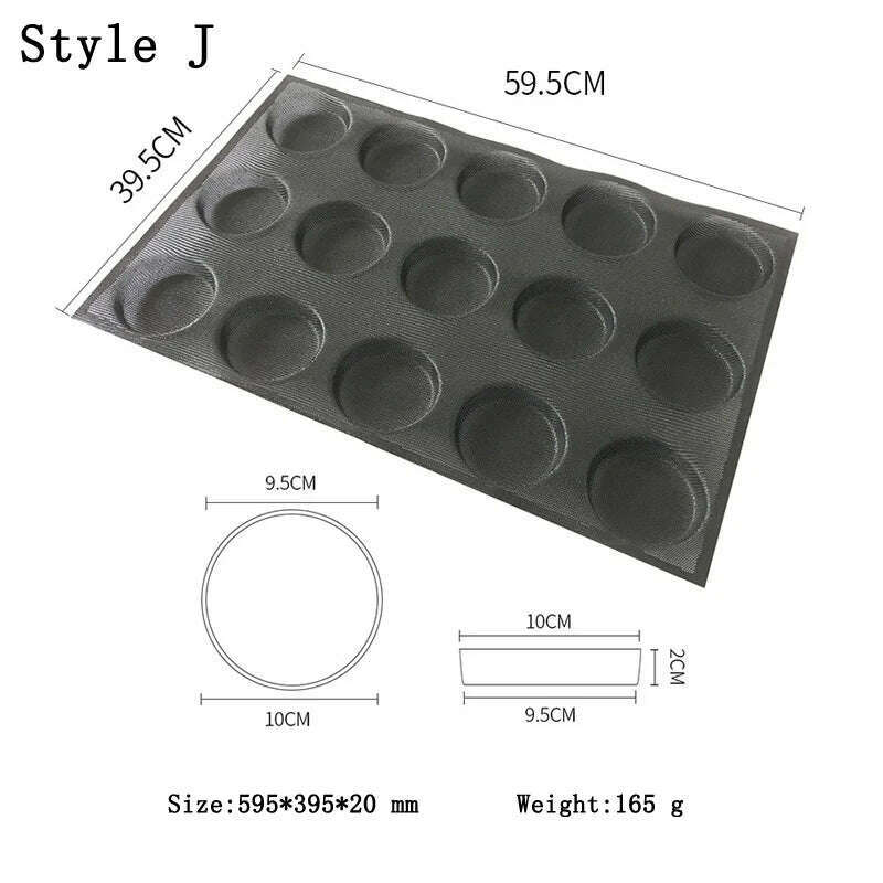 KIMLUD, Meibum Baguette Bun Mould Round Hamburger Silicone Molds Bread Baking Liners Mat Loaf Pan Non-stick Perforated Soft Bakery Mold, Style J, KIMLUD APPAREL - Womens Clothes