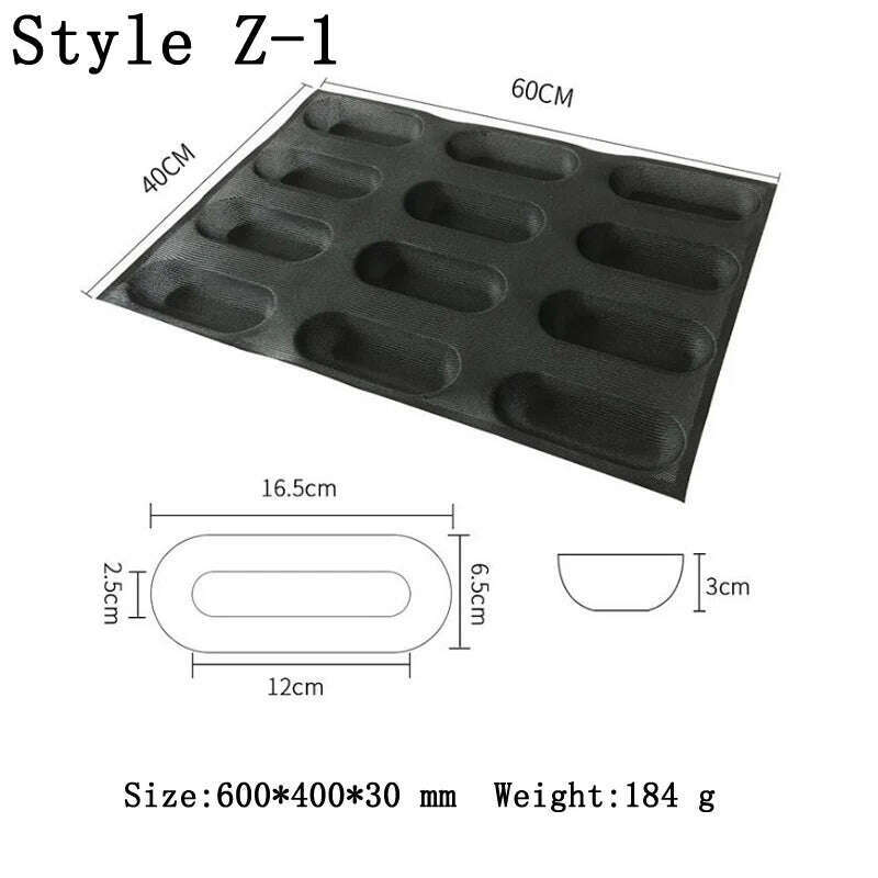 KIMLUD, Meibum Baguette Bun Mould Round Hamburger Silicone Molds Bread Baking Liners Mat Loaf Pan Non-stick Perforated Soft Bakery Mold, Style Z-1, KIMLUD APPAREL - Womens Clothes