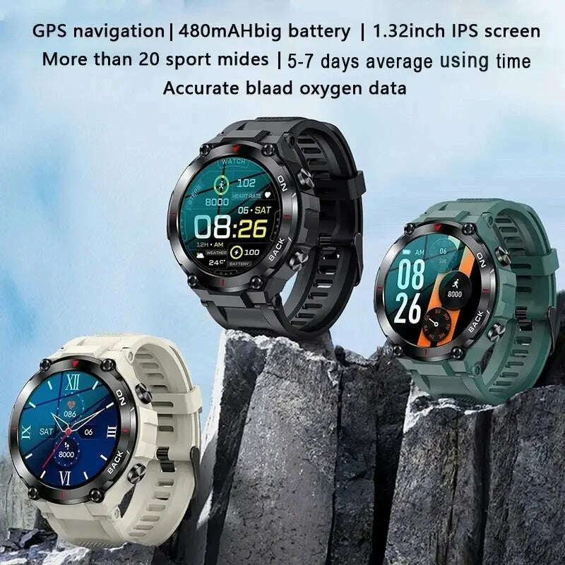 KIMLUD, MELANDA Outdoor Military GPS Smart Watch Men 360*360 HD Screen Heart Rate IP68 Waterproof Sports Smartwatch For Android IOS K37, KIMLUD Womens Clothes
