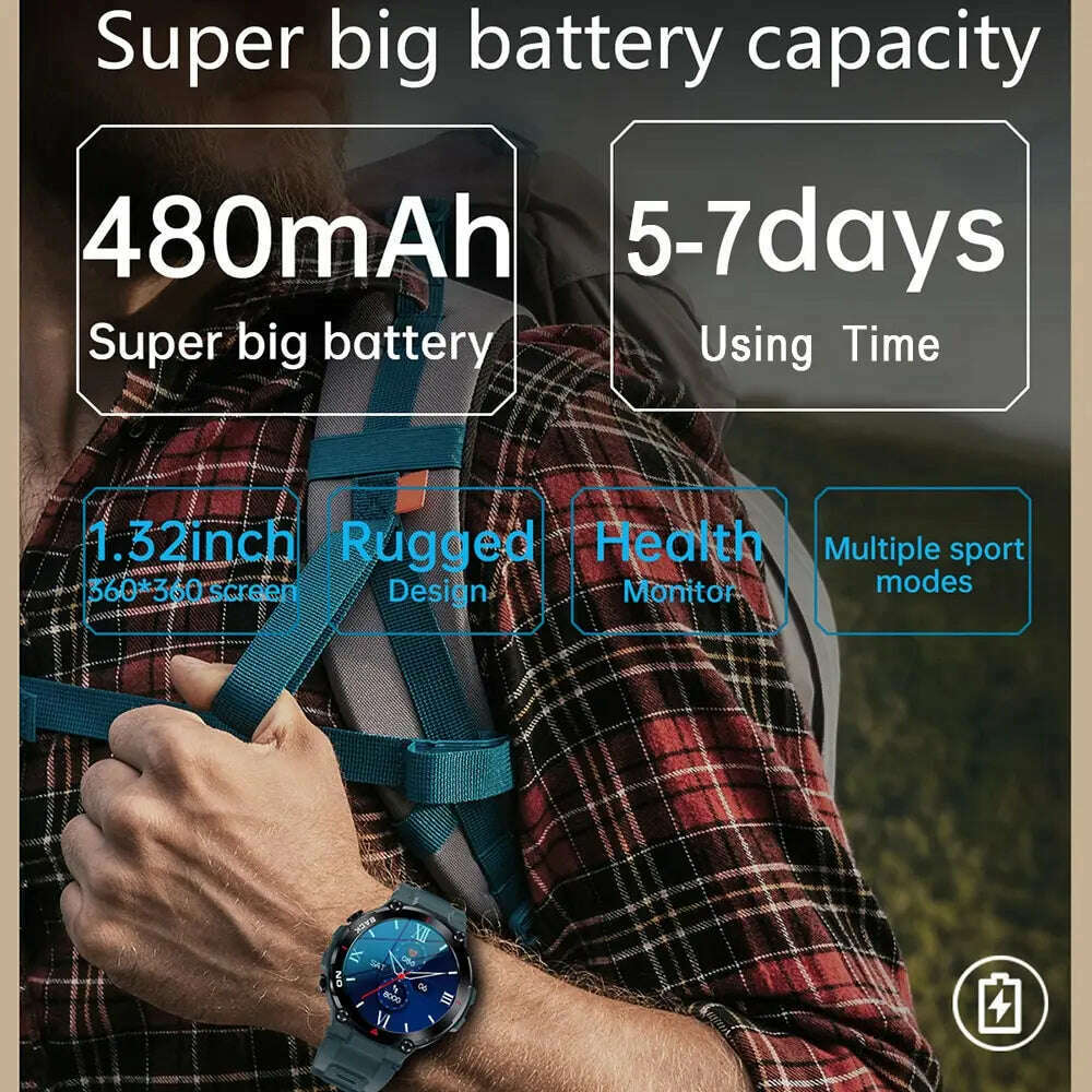 KIMLUD, MELANDA Outdoor Military GPS Smart Watch Men 360*360 HD Screen Heart Rate IP68 Waterproof Sports Smartwatch For Android IOS K37, KIMLUD Womens Clothes