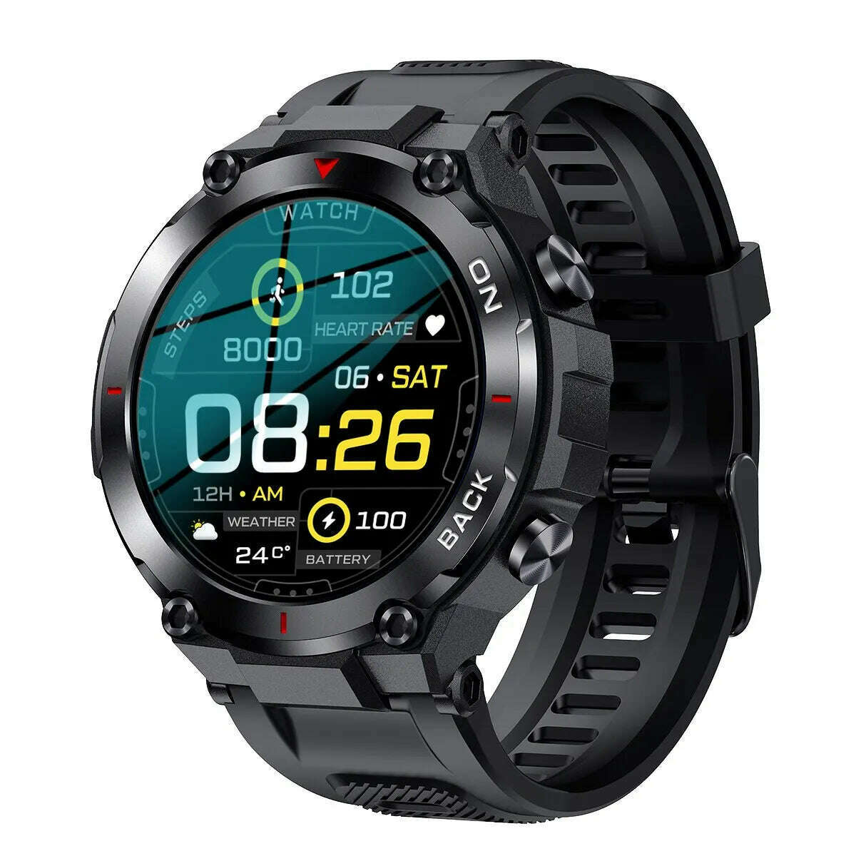 KIMLUD, MELANDA Outdoor Military GPS Smart Watch Men 360*360 HD Screen Heart Rate IP68 Waterproof Sports Smartwatch For Android IOS K37, Black, KIMLUD APPAREL - Womens Clothes