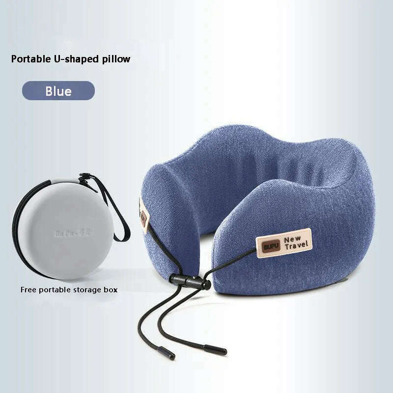 Memory Foam Neck Pillow Cervical Vertebra Travel Portable Noon Break Aircraft U Type Of Pillow Sleep Camping Pillow Carry Bag - KIMLUD