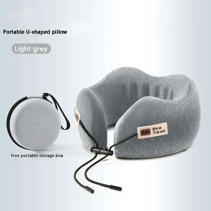 Memory Foam Neck Pillow Cervical Vertebra Travel Portable Noon Break Aircraft U Type Of Pillow Sleep Camping Pillow Carry Bag - KIMLUD
