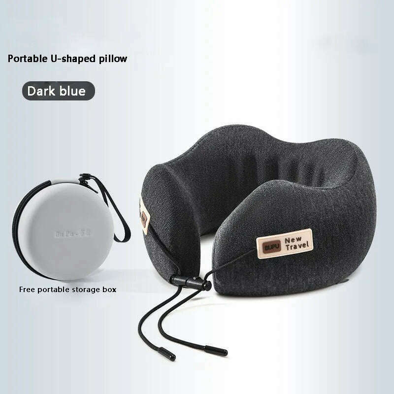 Memory Foam Neck Pillow Cervical Vertebra Travel Portable Noon Break Aircraft U Type Of Pillow Sleep Camping Pillow Carry Bag - KIMLUD