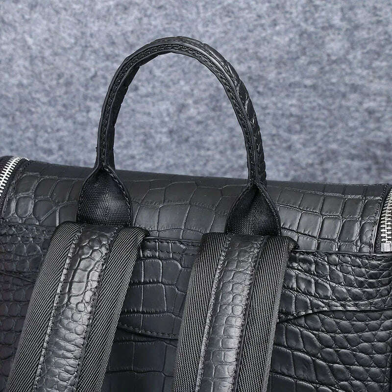 Men bag genuine leather bag men's bag Men's large backpack large capacity travel bag outdoor men's bag factory direct delivery - KIMLUD