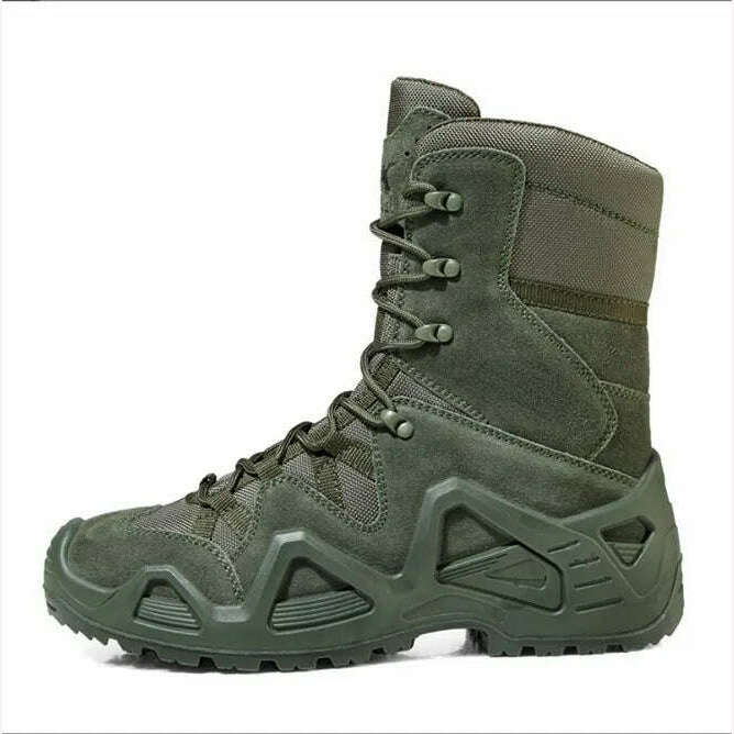 KIMLUD, Men Casual Military Ankle Boots Outdoor Tactical Combat Man Boot Army Hunting Work Boots for Motorcycle Shoes Botas Militares, B green / 39, KIMLUD APPAREL - Womens Clothes