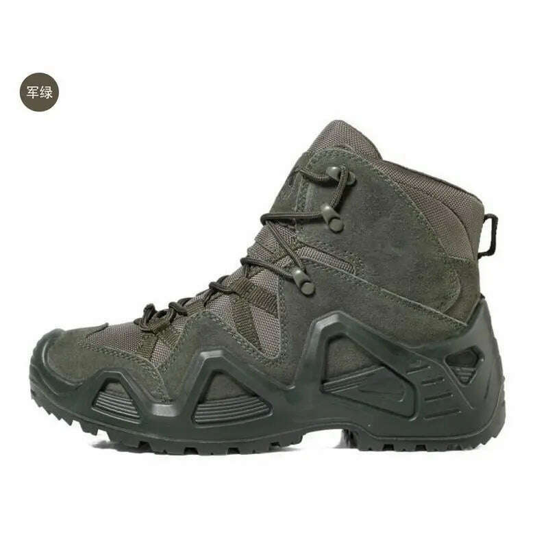 KIMLUD, Men Casual Military Ankle Boots Outdoor Tactical Combat Man Boot Army Hunting Work Boots for Motorcycle Shoes Botas Militares, green / 39, KIMLUD APPAREL - Womens Clothes