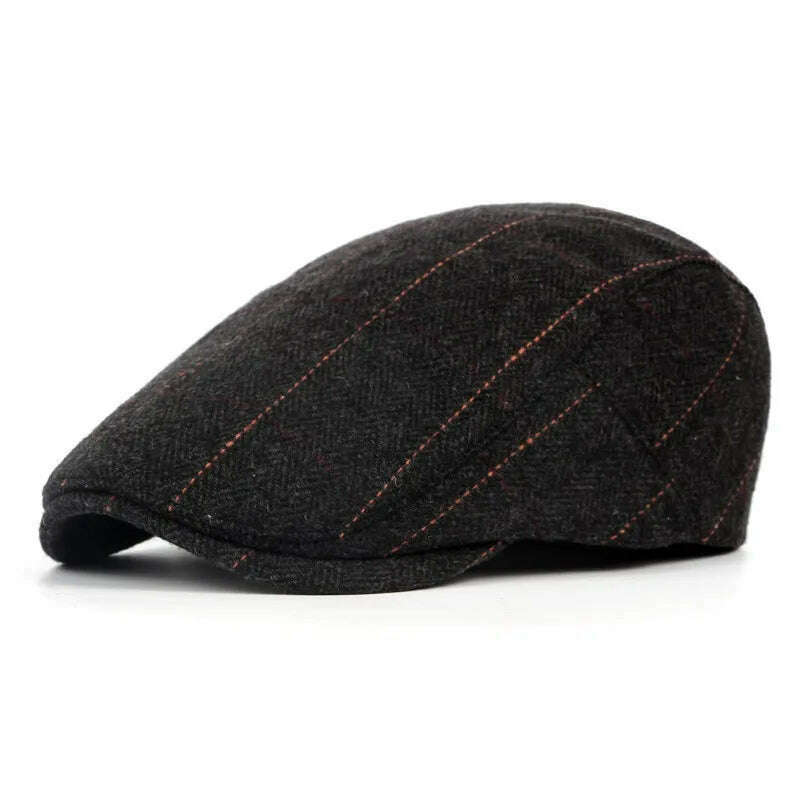 Men Classic Plaid Stripe Newsboy Cap for Male Winter Cotton Flat Ivy Vintage Gatsbay Hat Irish Outdoor Cabbie Beret Painter Hat - KIMLUD