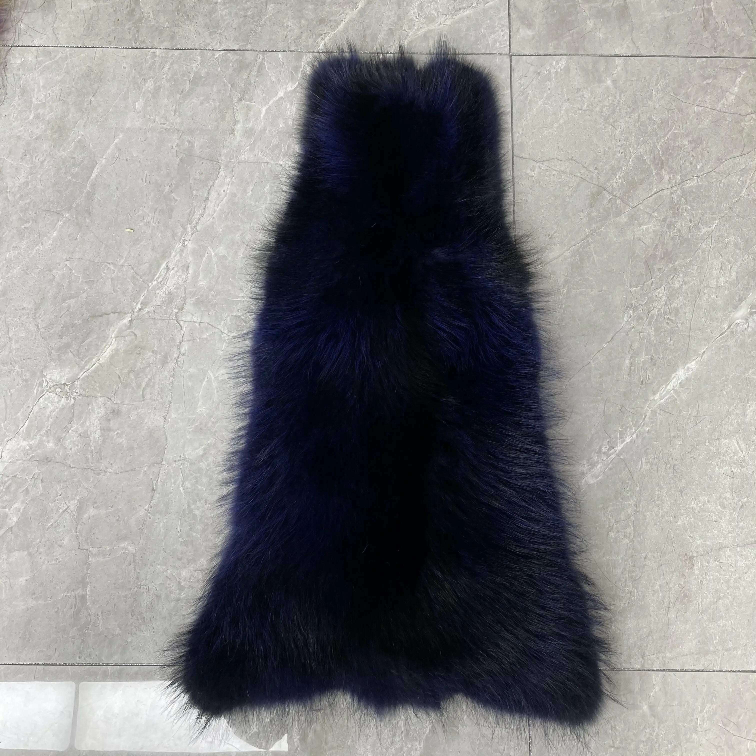 KIMLUD, Men Clothes Golden Island White Special Fox Fur Coat Full Pelt Customized Size Available, Navy / XS(88cm), KIMLUD APPAREL - Womens Clothes