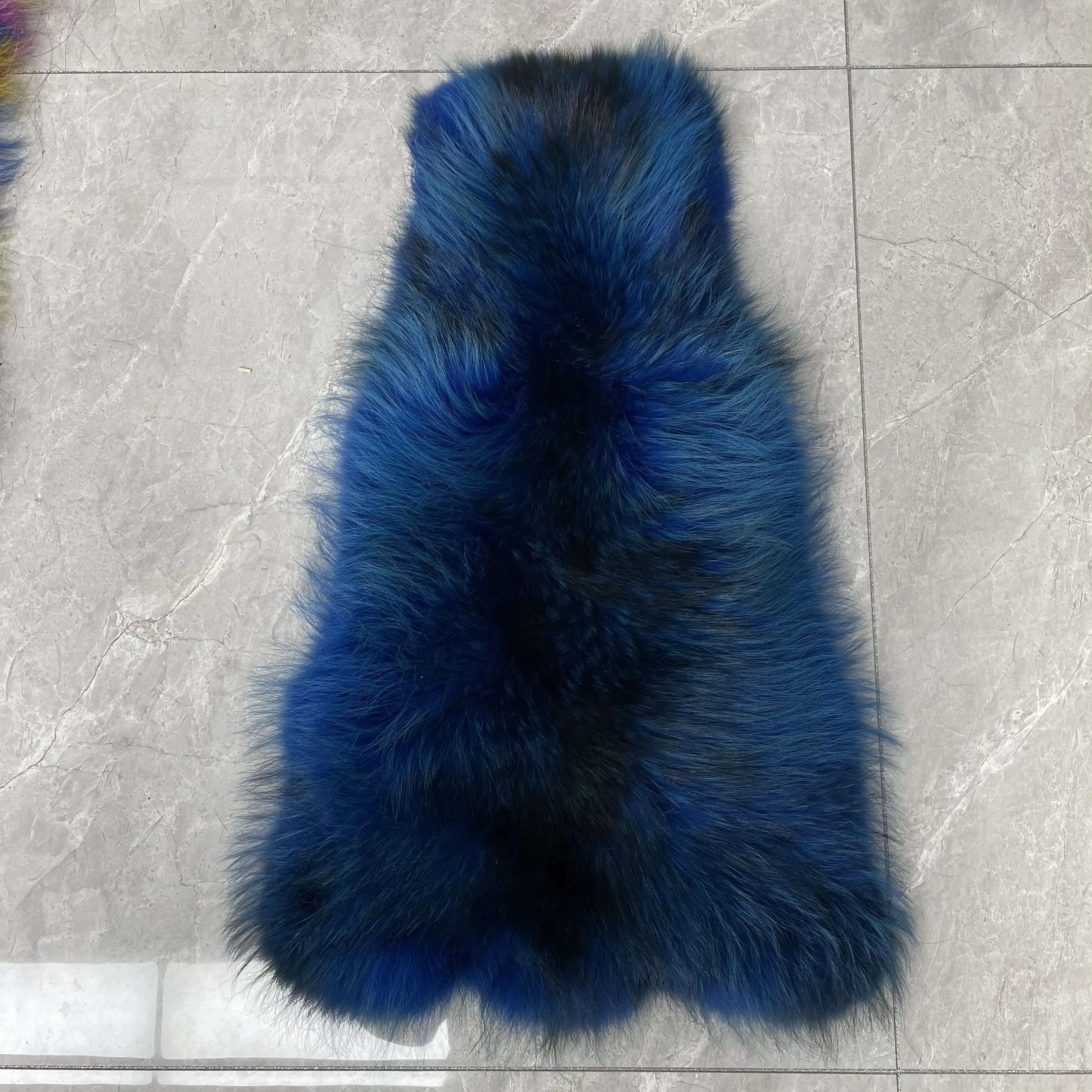 KIMLUD, Men Clothes Golden Island White Special Fox Fur Coat Full Pelt Customized Size Available, Deep Blue / XS(88cm), KIMLUD Womens Clothes