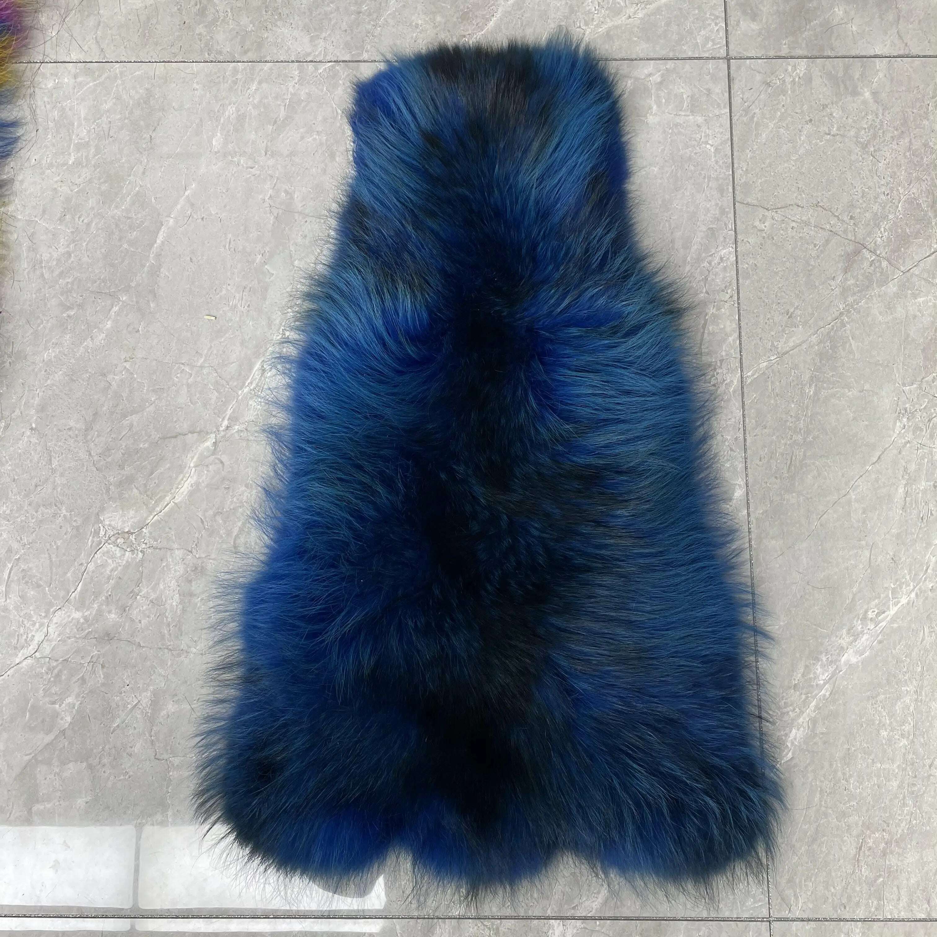 KIMLUD, Men Clothes Golden Island White Special Fox Fur Coat Full Pelt Customized Size Available, Deep Blue / XS(88cm), KIMLUD APPAREL - Womens Clothes