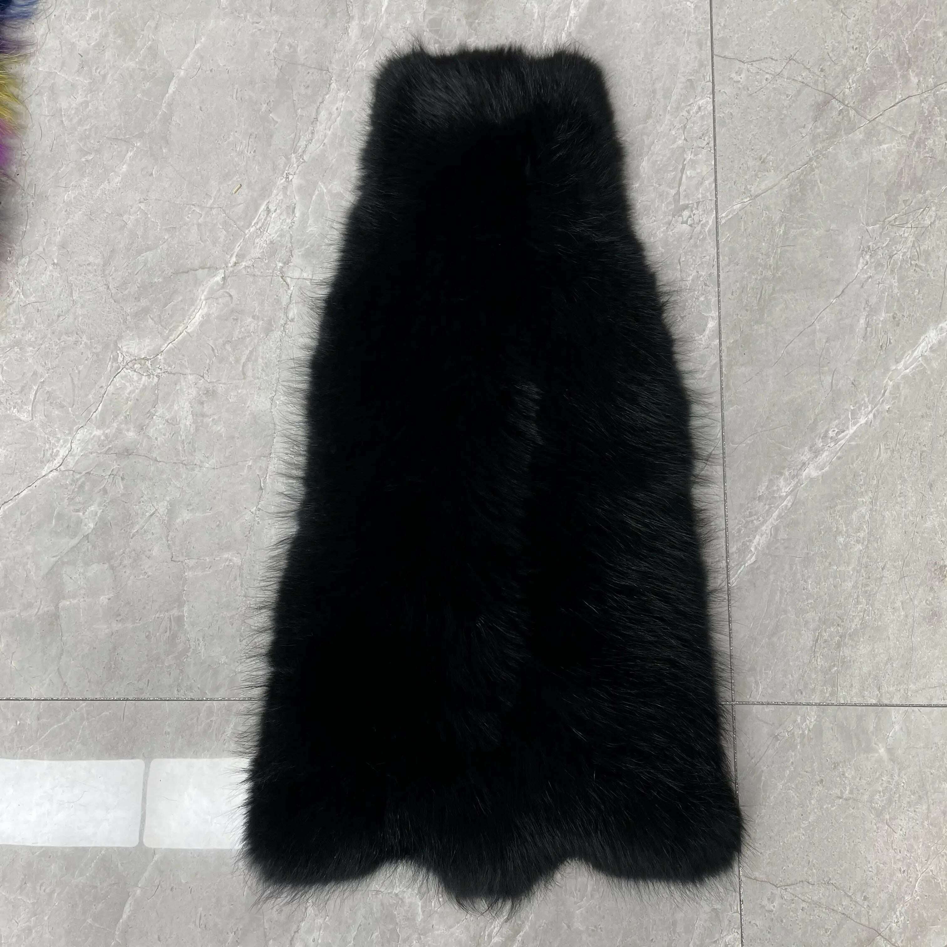 KIMLUD, Men Clothes Golden Island White Special Fox Fur Coat Full Pelt Customized Size Available, Black / XS(88cm), KIMLUD Womens Clothes