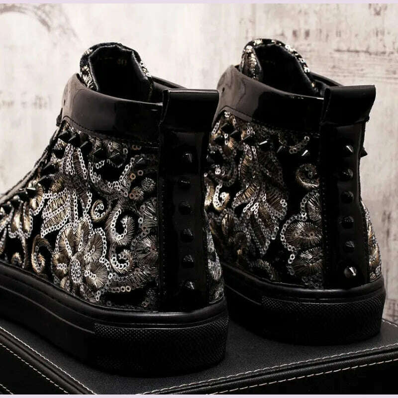 KIMLUD, Men Fashion Casual Ankle Boots Spring Autumn Rivets Luxury Brand High Top Sneakers Male High Top Punk Style Shoes A6, KIMLUD Womens Clothes