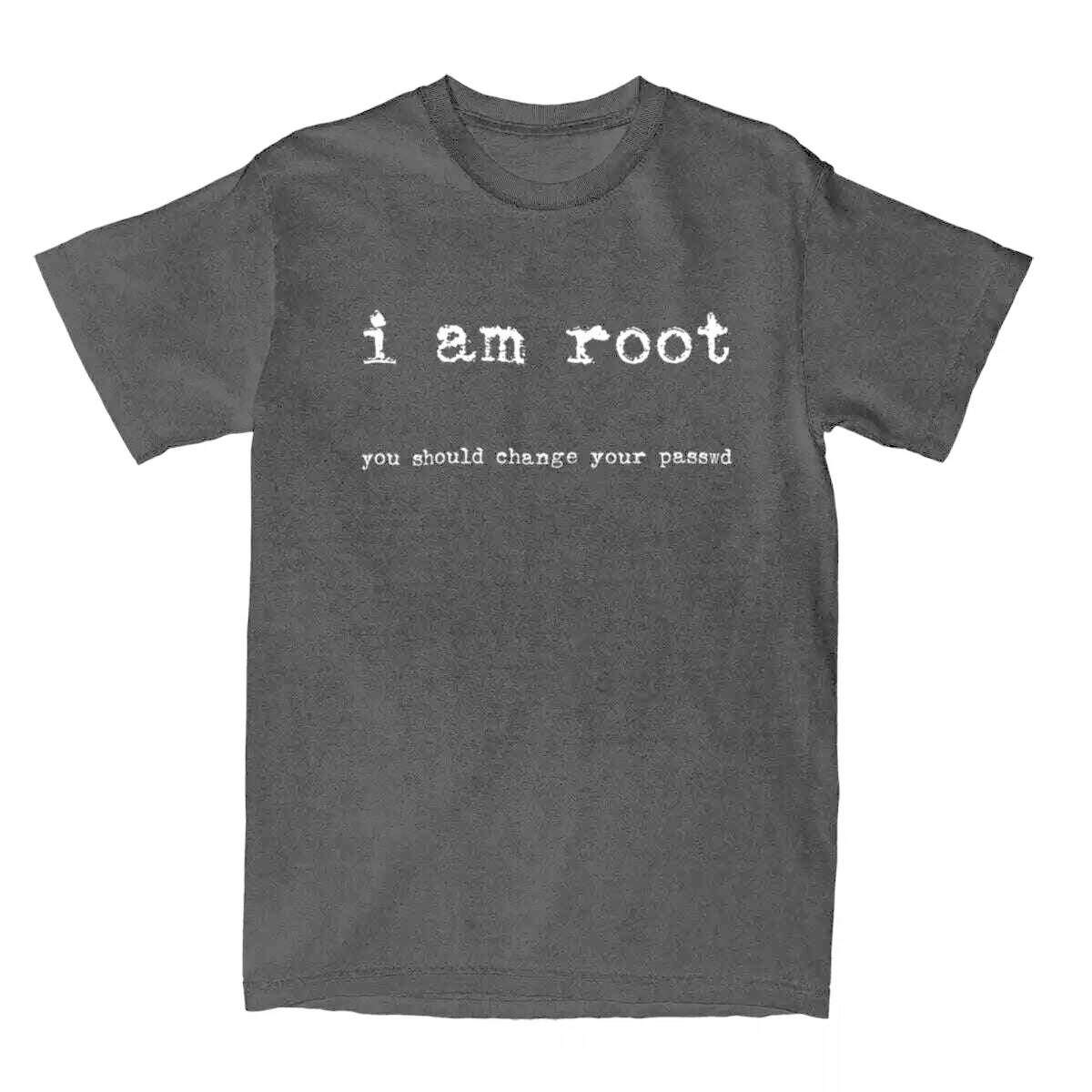 Men I Am Root Ubuntu Command Line Linux Unix Hacking T Shirts Stuff Cotton Clothes - KIMLUD