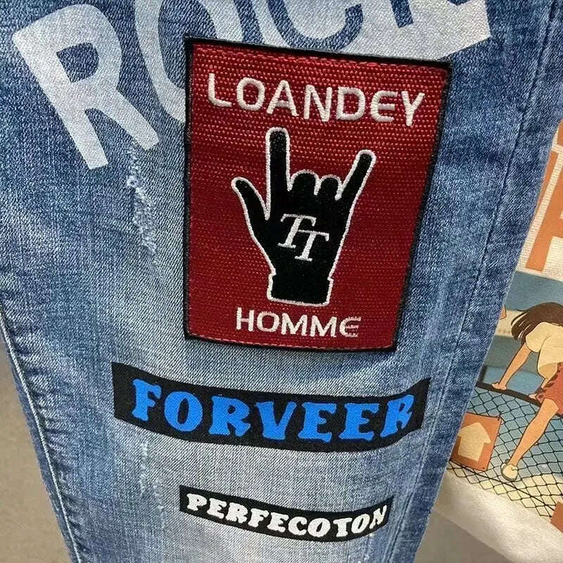 KIMLUD, Men Jeans Fashion Street Hip-Hop Jeans Male Punk Style Denim Pants Summer Spring Men Stretchy Slim Fit High Quality Mans Jeans, KIMLUD Womens Clothes