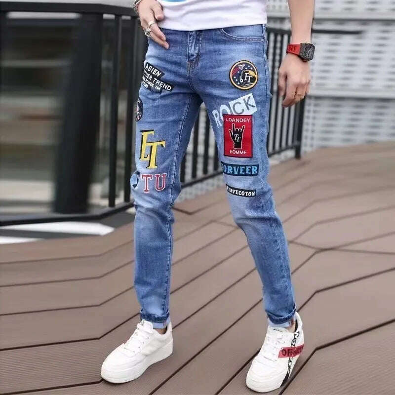 KIMLUD, Men Jeans Fashion Street Hip-Hop Jeans Male Punk Style Denim Pants Summer Spring Men Stretchy Slim Fit High Quality Mans Jeans, KIMLUD Womens Clothes