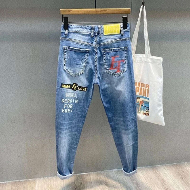KIMLUD, Men Jeans Fashion Street Hip-Hop Jeans Male Punk Style Denim Pants Summer Spring Men Stretchy Slim Fit High Quality Mans Jeans, KIMLUD Womens Clothes