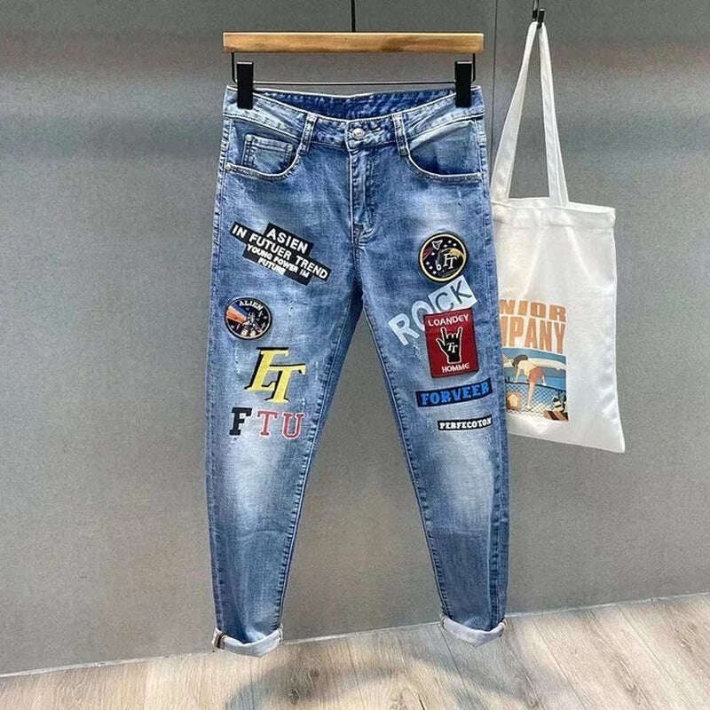 KIMLUD, Men Jeans Fashion Street Hip-Hop Jeans Male Punk Style Denim Pants Summer Spring Men Stretchy Slim Fit High Quality Mans Jeans, KIMLUD Womens Clothes