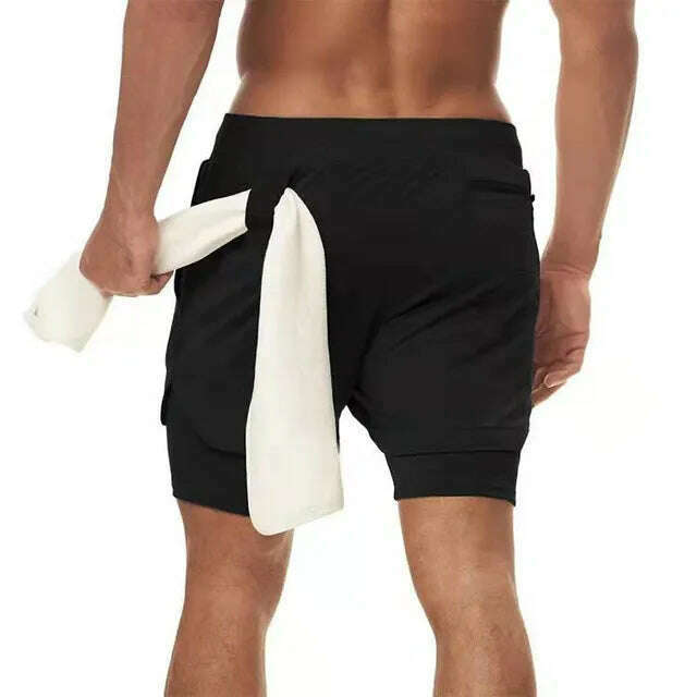 Men Running Shorts 2 In 1 Double-deck Sport Shorts Sportswear Gym Fitness Short Pants Training Jogging Bottom Men's Clothing - KIMLUD