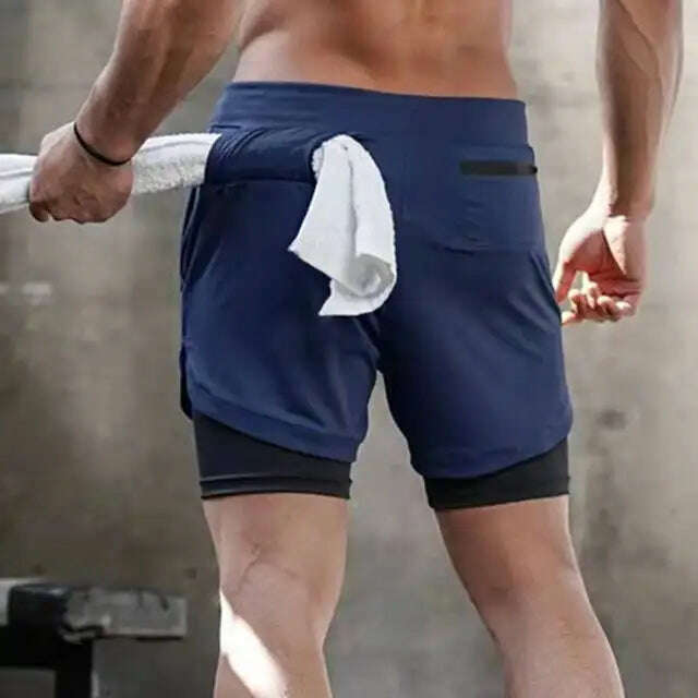 Men Running Shorts 2 In 1 Double-deck Sport Shorts Sportswear Gym Fitness Short Pants Training Jogging Bottom Men's Clothing - KIMLUD