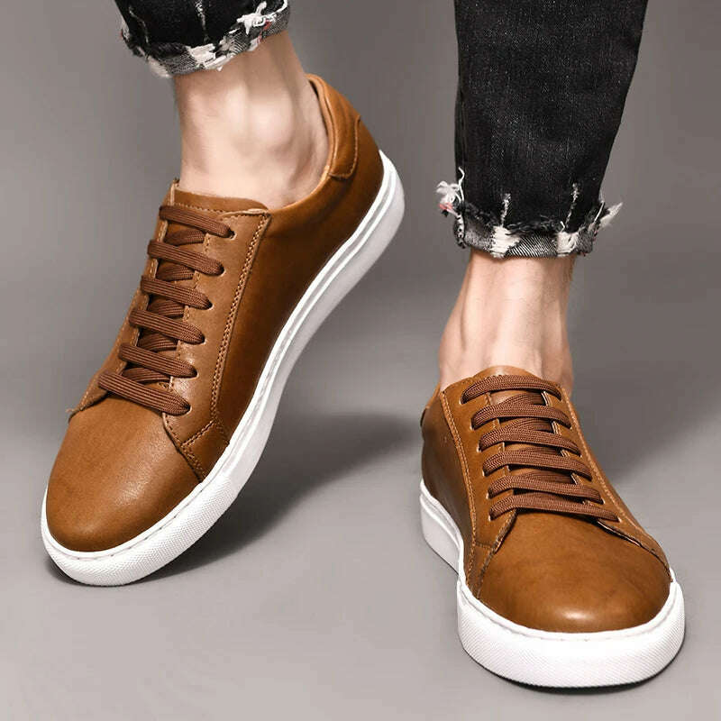 KIMLUD, Men Shoes Genuine Leather Casual Shoes Fashion Sneakers British style Cow Leather Men Shoes New Men Sneakers, KIMLUD Womens Clothes