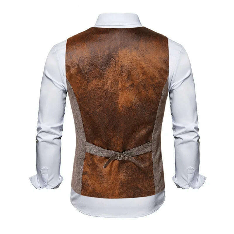 Men Suit Vests Tweed Formal Victorian Business Dress Waistcoat Cosplay Mens Gentleman Groomman Wedding Slim Fit Gilet Tuxedo - KIMLUD