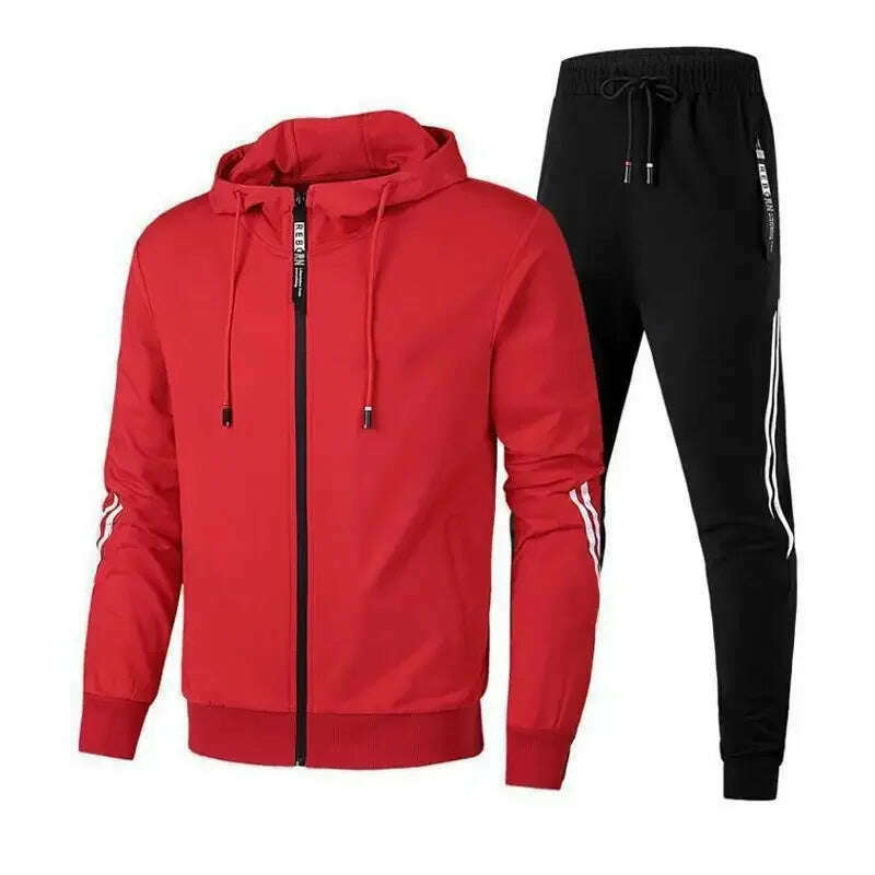 Men Winter Fashion Hoodies Solid Color Suits Tracksuit Winter Warm Clothes Male Casual Hoodie Sets - KIMLUD