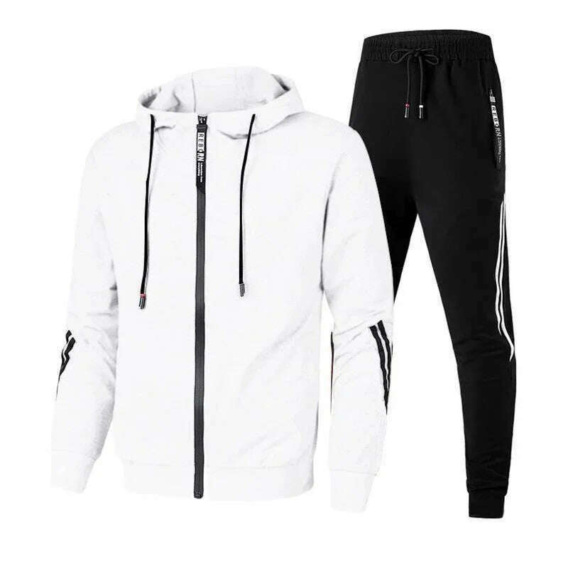 Men Winter Fashion Hoodies Solid Color Suits Tracksuit Winter Warm Clothes Male Casual Hoodie Sets - KIMLUD