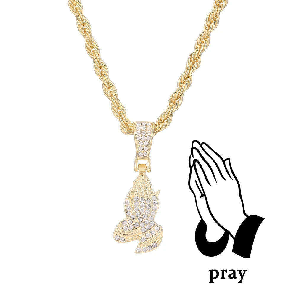 Men Women Hip Hop Cross Pendant Necklace With 4mm Zircon Tennis Chain Iced Out Exquisite Bling Jewelry Fashion Trendy Creative - KIMLUD