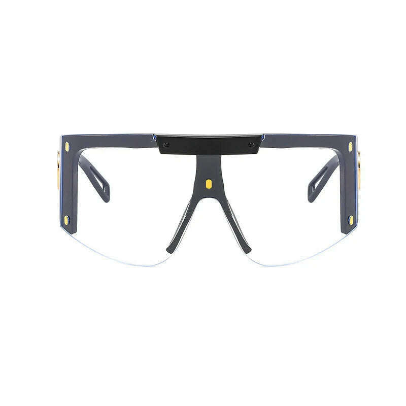 KIMLUD, Men's Mask Goggles Sunglasses For Women Fashion One Piece Square Sun Glasses Men Oversized Ladies Eyeglasses UV400 oculos H146, Black Clear, KIMLUD APPAREL - Womens Clothes