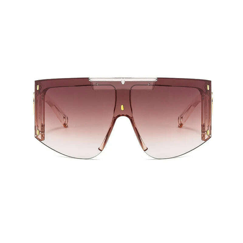 KIMLUD, Men's Mask Goggles Sunglasses For Women Fashion One Piece Square Sun Glasses Men Oversized Ladies Eyeglasses UV400 oculos H146, Orange Brown, KIMLUD APPAREL - Womens Clothes