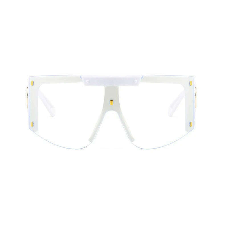 KIMLUD, Men's Mask Goggles Sunglasses For Women Fashion One Piece Square Sun Glasses Men Oversized Ladies Eyeglasses UV400 oculos H146, White Clear, KIMLUD APPAREL - Womens Clothes