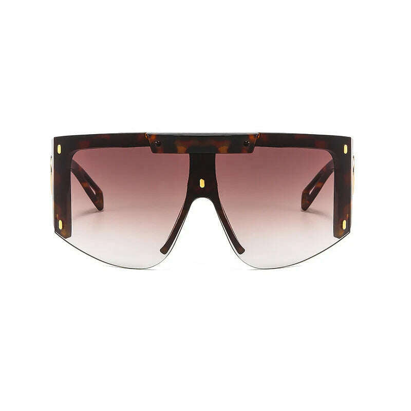 KIMLUD, Men's Mask Goggles Sunglasses For Women Fashion One Piece Square Sun Glasses Men Oversized Ladies Eyeglasses UV400 oculos H146, Leopard Brown, KIMLUD APPAREL - Womens Clothes