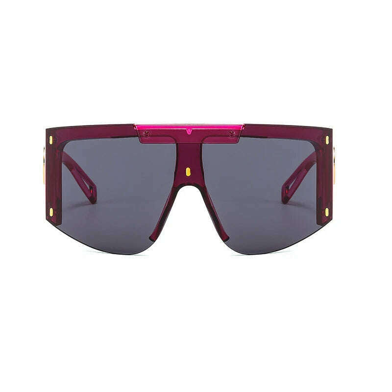 KIMLUD, Men's Mask Goggles Sunglasses For Women Fashion One Piece Square Sun Glasses Men Oversized Ladies Eyeglasses UV400 oculos H146, Purple Black, KIMLUD APPAREL - Womens Clothes