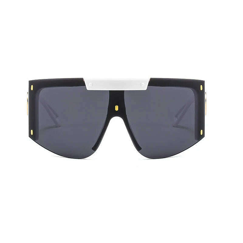 KIMLUD, Men's Mask Goggles Sunglasses For Women Fashion One Piece Square Sun Glasses Men Oversized Ladies Eyeglasses UV400 oculos H146, White Black, KIMLUD APPAREL - Womens Clothes