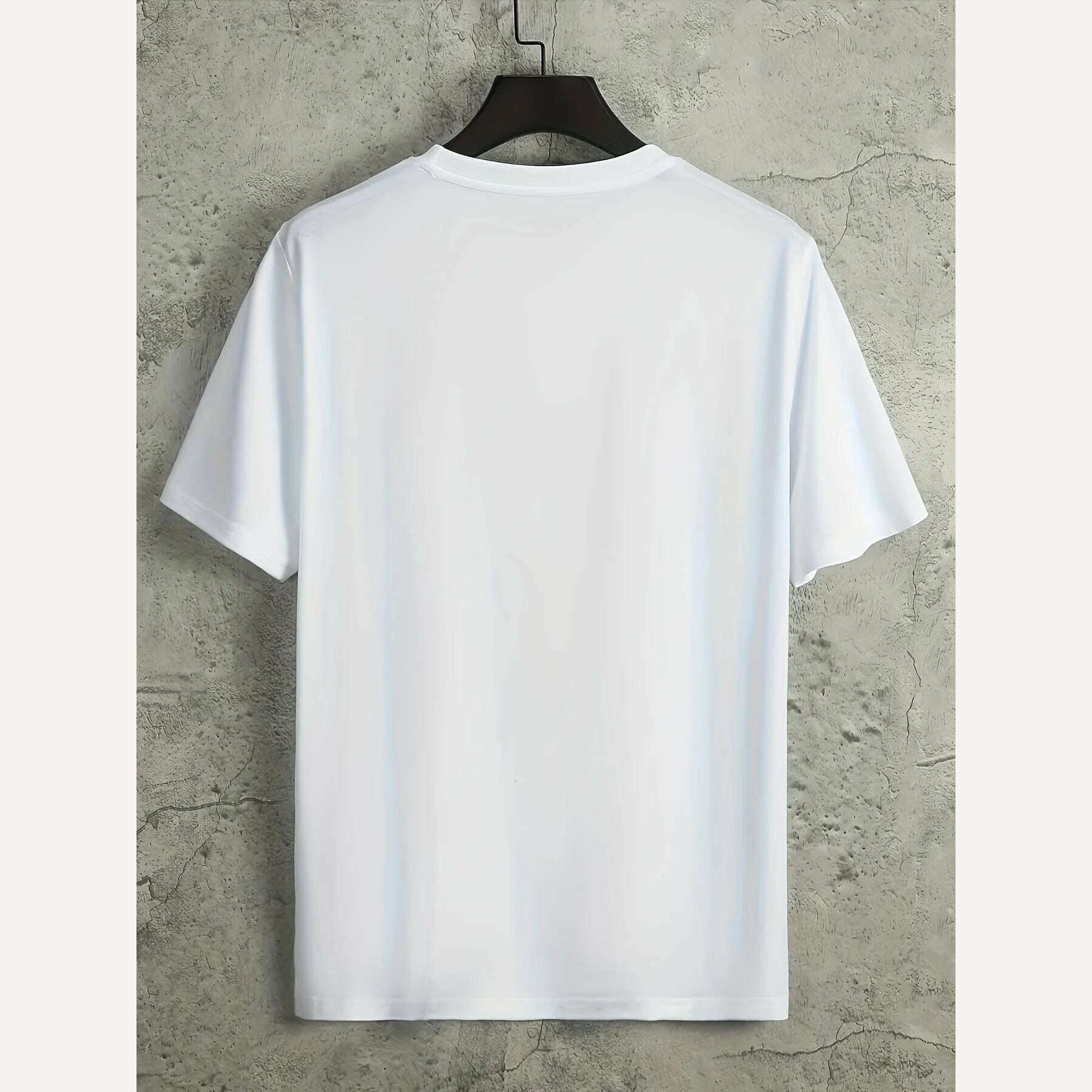 Men's 100% pure cotton summer loose fitting oversized Paris print casual slim fit round neck short sleeved T-shirt top - KIMLUD